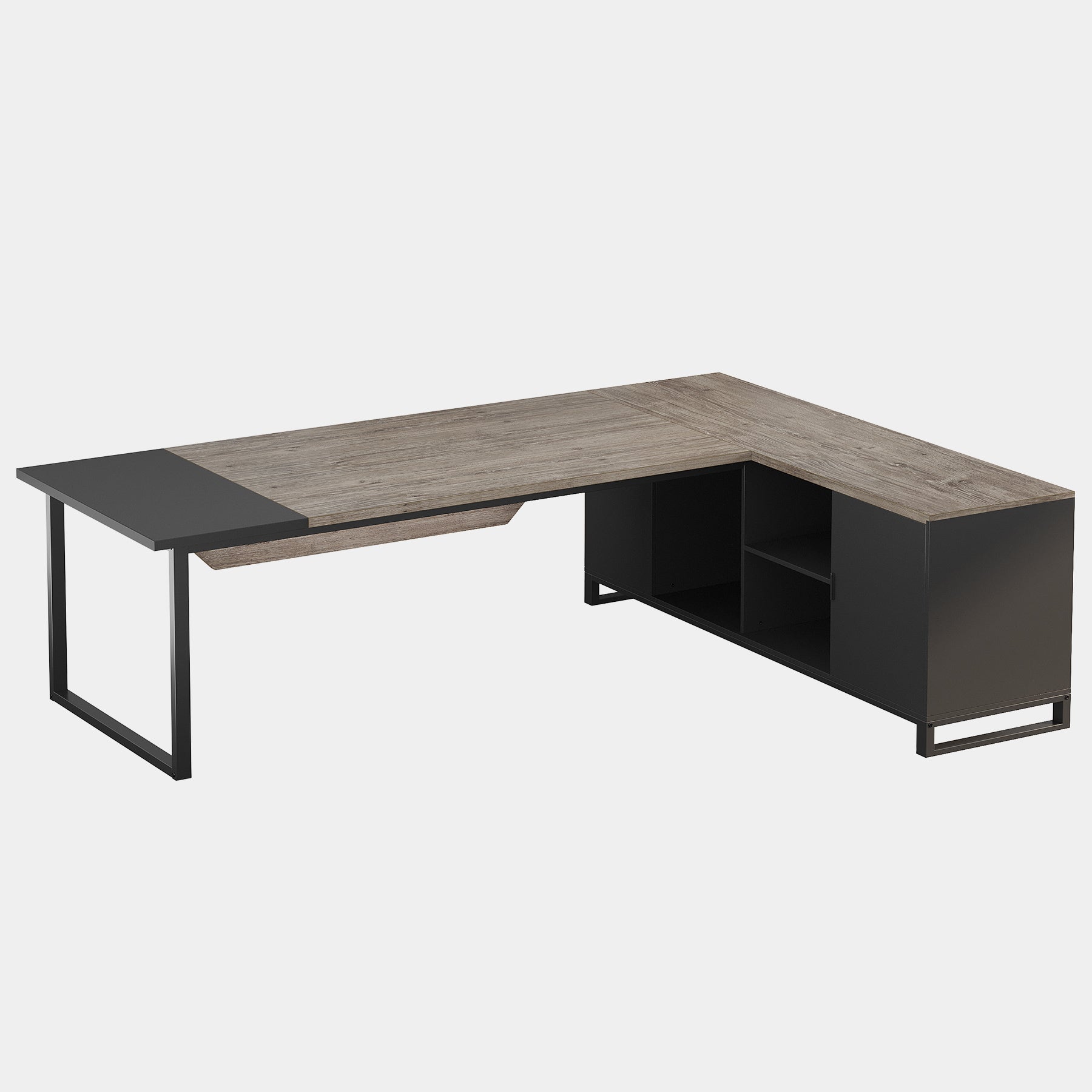 Large L-Shaped Desk, 70.87" Executive Desk with 55" File Cabinet Tribesigns